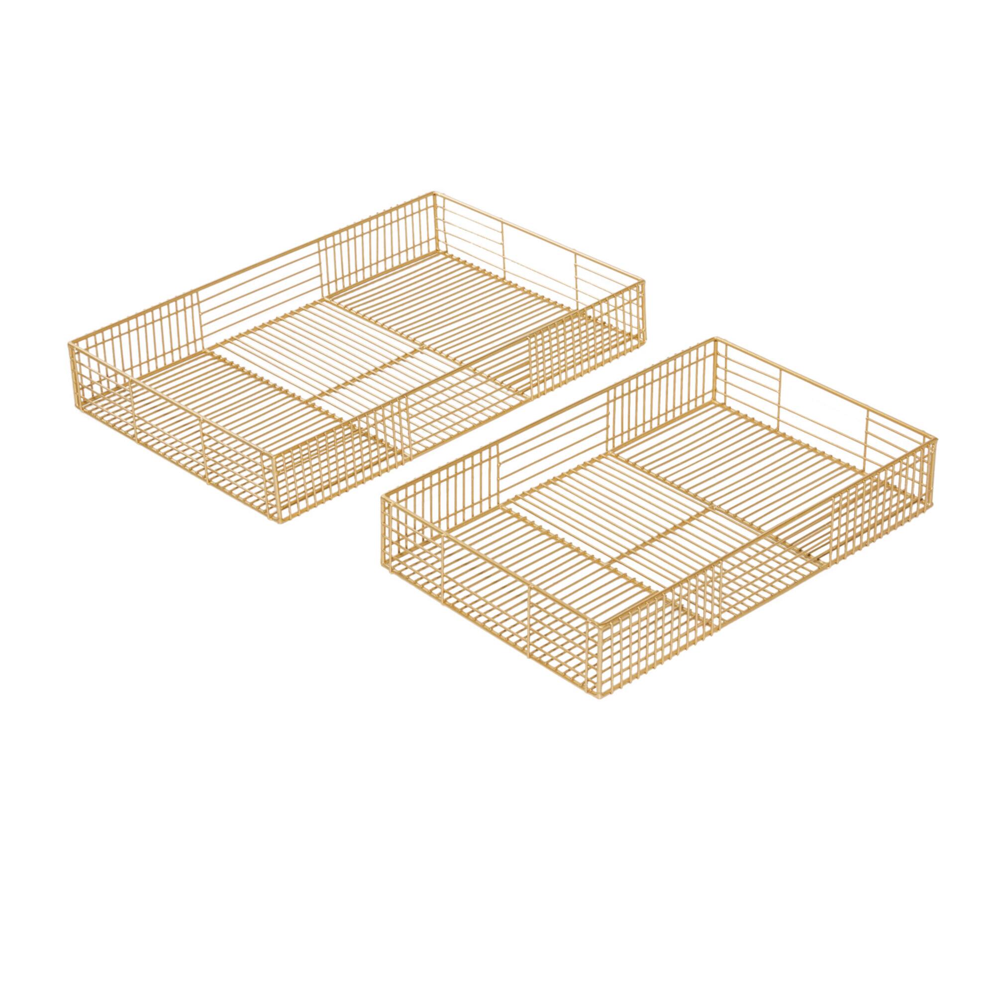 CosmoLiving by Cosmopolitan Gold Metal Contemporary Tray Set